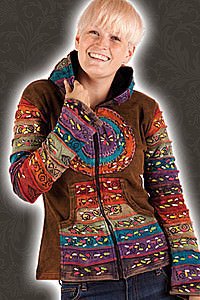 Bunte Ethnic Kapuzenjacke Baumwolle