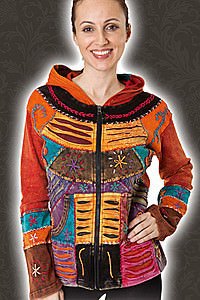 Ethnic Kapuzenjacke Baumwolle Sliced