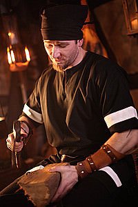 Gestreifte Wikingertunika Baumwolle, schwarz-weiss