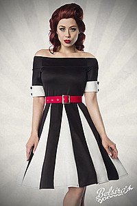 Godet-Kleid schwarz/wei�/rot