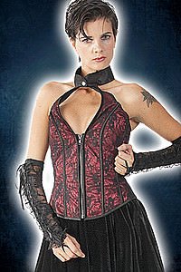 Gothic Corsage with lace red-black
