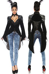 Gothic-Frack schwarz/blau