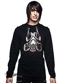 Gothic Longsleeve mit Gasmasken-Druck