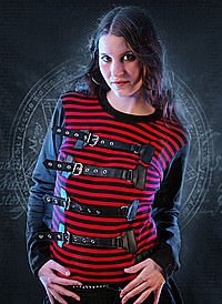 Gothic Longsleeve Stripy Leather Strap