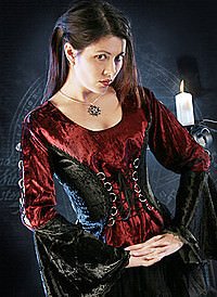 Gothic Mittelalter Mieder Samt Top Bluse Weste schwarz rot Neu