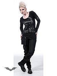 Gothic Shirt  mit schr�gem Rei�verschlu�- und Sicherheitsnadeldruck 
