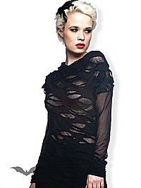 Gothic Shirt mit transparenten Schlitzen
