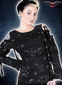 Gothic Shirt mit Trompeten�rmeln und B�ndern