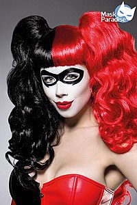 Harlequin Per�cke schwarz/rot