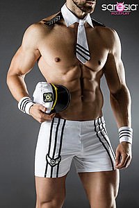 Kapit�ns-Kost�m wei�/schwarz