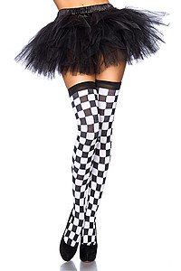 Karo-Overknees schwarz/wei�