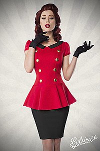 Kleid mit Bubikragen rot/schwarz