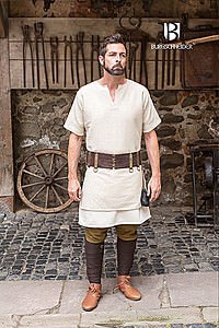 Mittelalter Kurzarmtunika Aegir, hanffarben