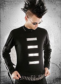 Mens Metal Plate Longsleeve Top, Baumwolle