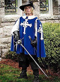 Mittelalter Kleidung Blauer Tabard mit Kapuze