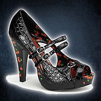 BETTIE-08 Black Croc Patent Leather Cheries