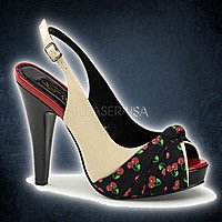 Pinup couture BETTIE-09 Cream Leatherette-Black