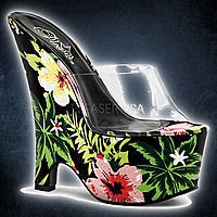 Pleaser BEAU-601FP Klar-Schwarz Multi Floral