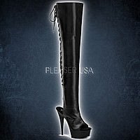 Pleaser DELIGHT-3017 Schwarz Stretch Kunstleder