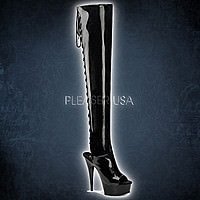 Pleaser DELIGHT-3017 Schwarz Stretch Lack