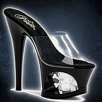 Pleaser MOON-701SK Klar-Schwarz-UV Weiss