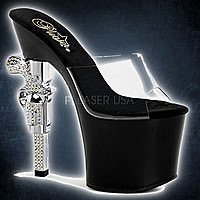 Pleaser REVOLVER-701 Klar-Schwarz