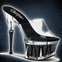 Pleaser SPIKY-601MG Klar-Schwarz Glitter