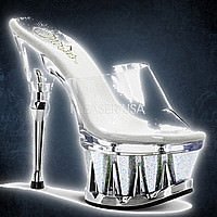 Pleaser SPIKY-601MG Klar-Silber Glitter