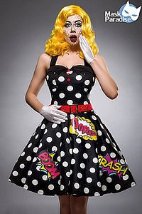 Pop Art Girl Kost�mset schwarz/wei�/rot