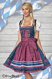 Premium Dirndl blau/dunkelrot