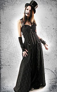 Punk Long Dress Kleid, Pin Stripe