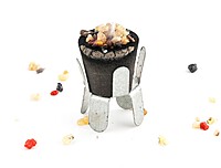 Kohlet�pfchen 6 T�pfchen (ca. 3 cm) und ein Halter aus Metall