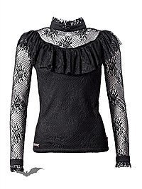 Rollkragenshirt  mit R�schen und Spitze