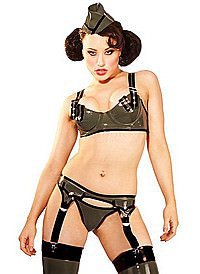 Rubber Military Suspender Belt Latex Strapsg�rtel