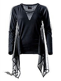 Schwarzes Langarmshirt mit Cape