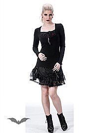 Schwarzes Shirt  mit rot hinterlegter Spitze