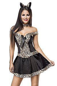 sexy Leopardenkost�m leo/schwarz