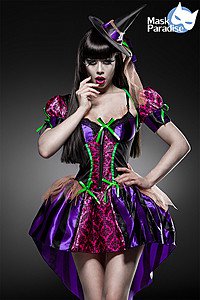 Sexy Witch Komplettset schwarz/lila