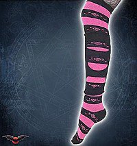 Skull Stripe Socks Str�mpfe, schwarz-pink