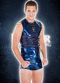 Sleeveless Eyelet  T-Shirt Lack, Metallic Blue