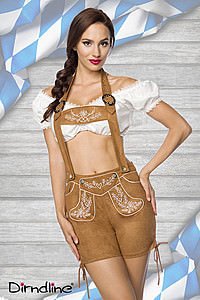 Trachtenshorts mit Stickereien braun
