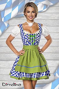 Traditionelles Minidirndl blau/gr�n/wei�