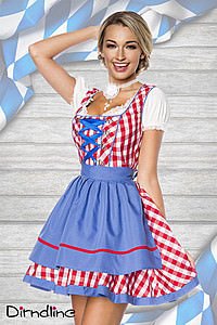 Traditionelles Minidirndl rot/blau/wei�