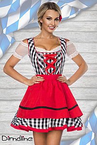 Traditionelles Minidirndl schwarz/wei�/rot