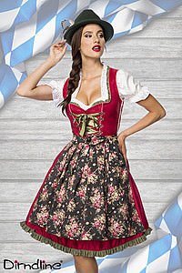 Vertr�umtes Dirndl mit Denim rot/gr�n