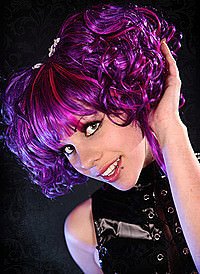 Vibrant Purple Curly Wig Per�cke, Kunsthaar