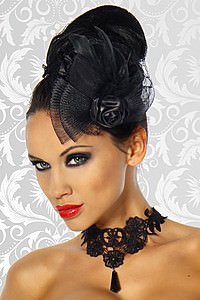 Vintage-Minihut / Fascinator schwarz