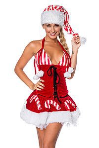 Weihnachts-Set mit M�tze rot/wei�