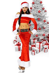 Weihnachtskost�m rot/wei�